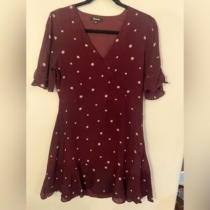 Madewell Size 6 Maroon star pattern mini dress